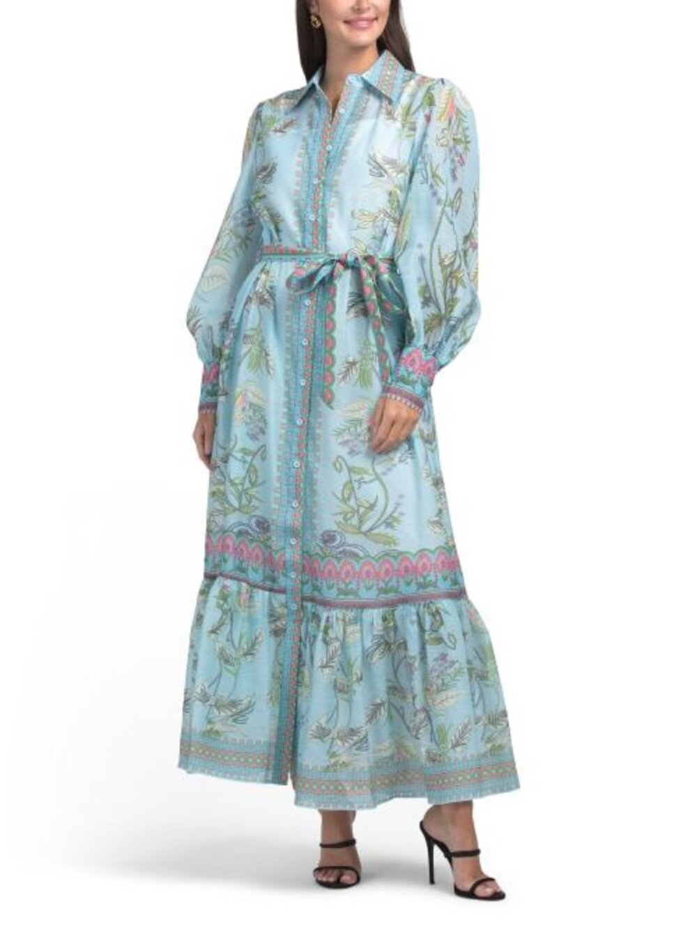 NANCY YANG Belted Shirt Dress